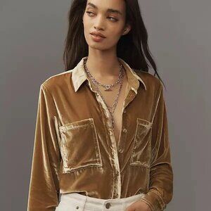New The Hadley Relaxed Buttondown Shirt by Pilcro: Velvet Edition Gold